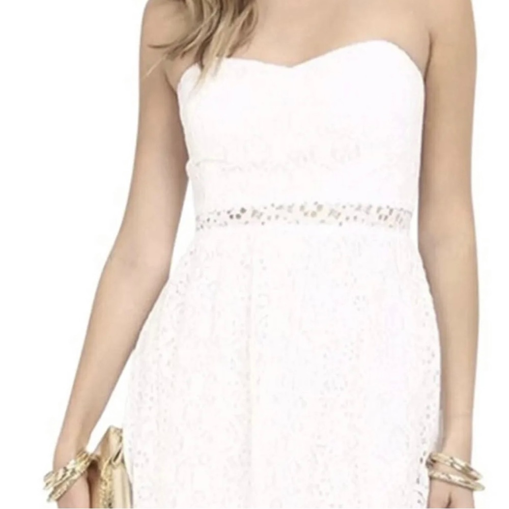 NWT Lily Pulitzer White Cocktail Dress Lace Bride Strapless